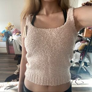 Skims cozy knit tank in pink
